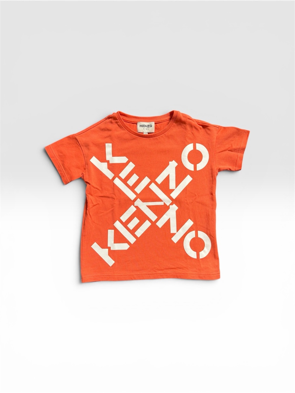 Kenzo Kids Orange Tee with White Diagonal Logo